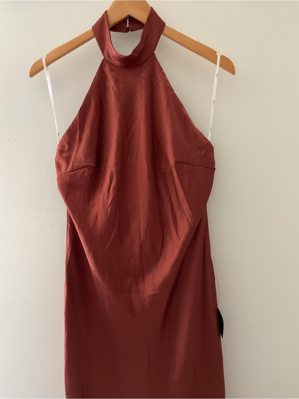 Lulus Love In Your Life Rust Brown Satin Halter Back Slit Backless Maxi Dress - Picture 6 of 13